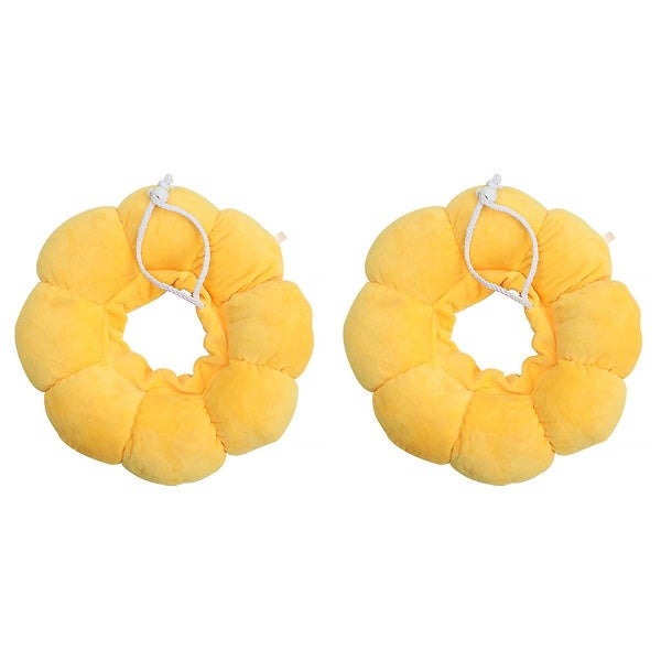 2pcs Pet Elizabeth Circle Cat Wound Healing Medical Anti Bite Sun Flower Collar Carousel 1