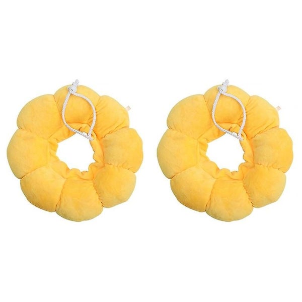 2pcs Pet Elizabeth Circle Cat Wound Healing Medical Anti Bite Sun Flower Collar Carousel 2