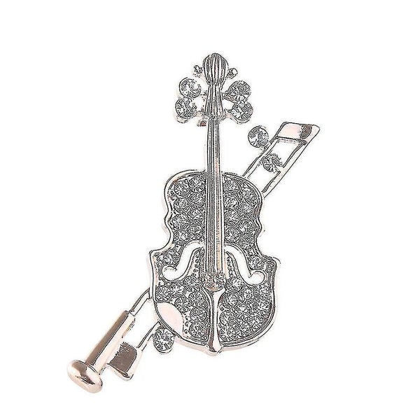 1pc Violin Shape Brooch Rhinestone Corsage Attractive Breastpin Delicate Clothe Carousel 1