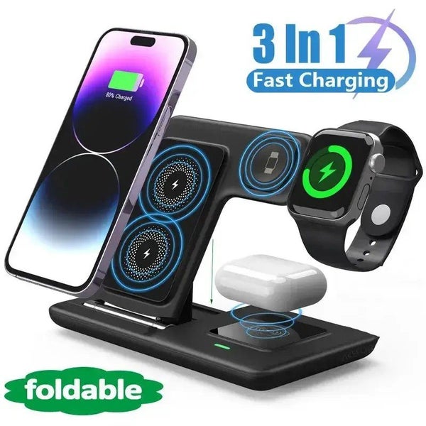 New Foldable 3 in 1 Fast Wireless Charger Stand For iPhone Android64023558581763110