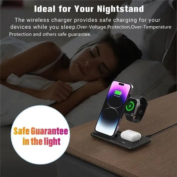 New Foldable 3 in 1 Fast Wireless Charger Stand For iPhone Android64023558581763112