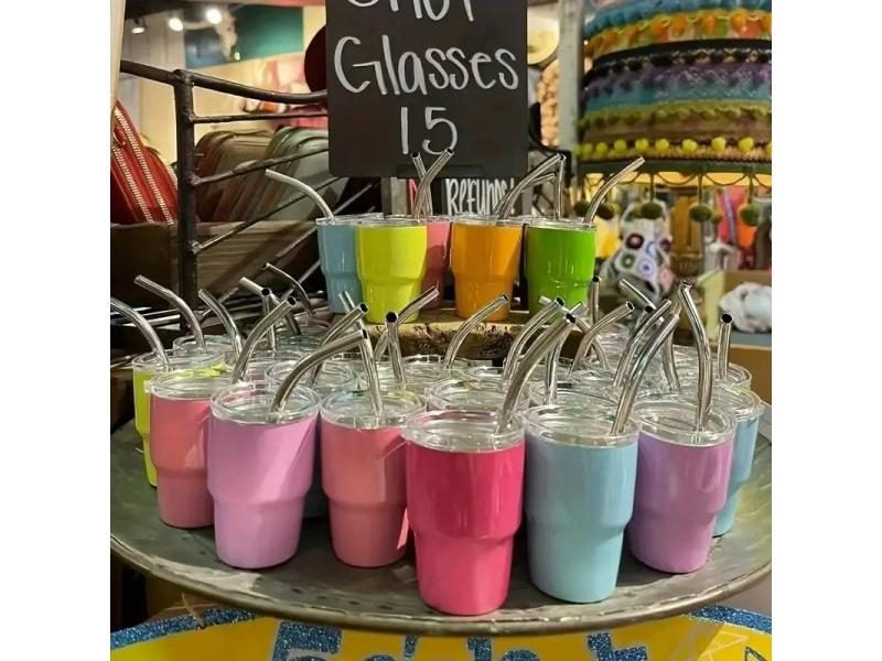 6pcs/Set Mini Tumbler Shot Glass 3oz Tumbler Shot Glasses With Lid And Straw Carousel 2