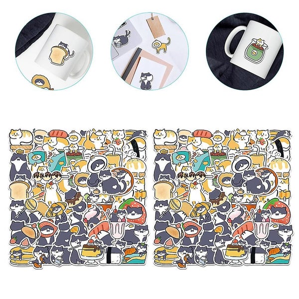 2 Sets Floral Stickers Vinyl Decals Kawaii Cat Stickers Cute Small Stickers Sti Carousel 3