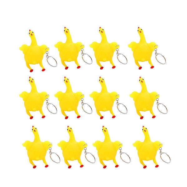 12pcs Decompression Toys Funny Squeeze Chick Laying Egg Keychain Prank Prop For Carousel 1