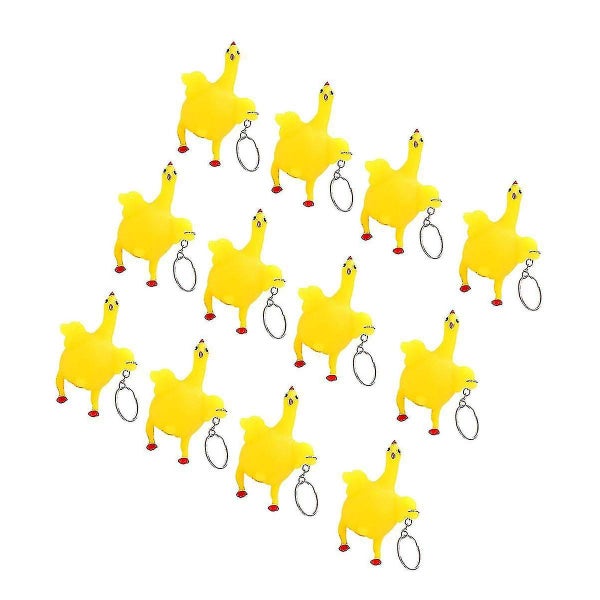 12pcs Decompression Toys Funny Squeeze Chick Laying Egg Keychain Prank Prop For Carousel 2