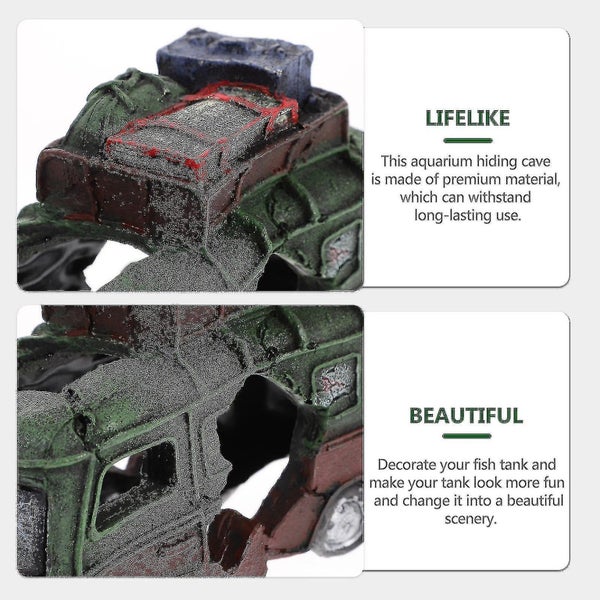 Fish Tank Decoration Bus Shape Aquarium Hiding Cave Aquarium Turtle Tank Cave Carousel 1