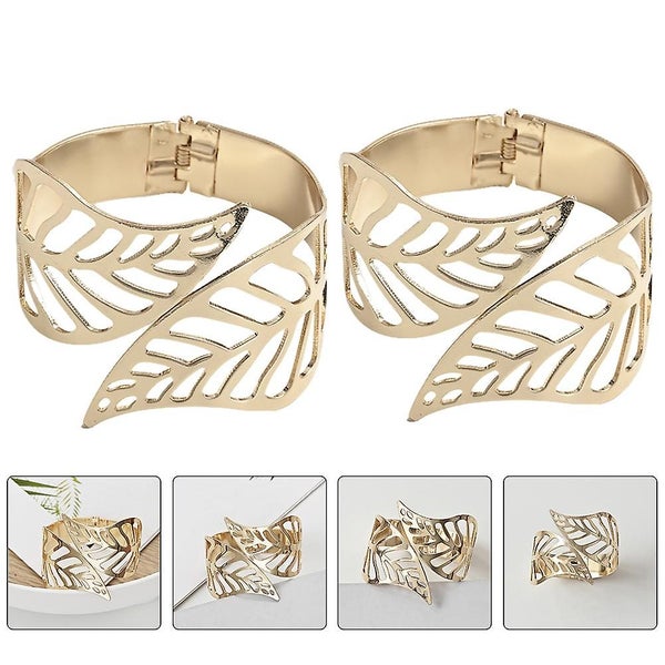 2pcs Curtain Buckles Punch Free Curtain Clamps Alloy Hollow Leaf Curtain Buckle Carousel 4