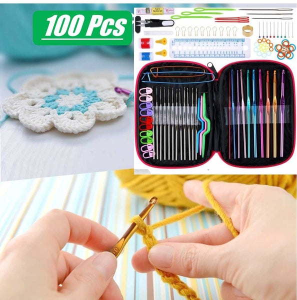 Crochet Hooks 100Pcs Set Weave Needles Accessories Kit *Local Clearance* Carousel 1