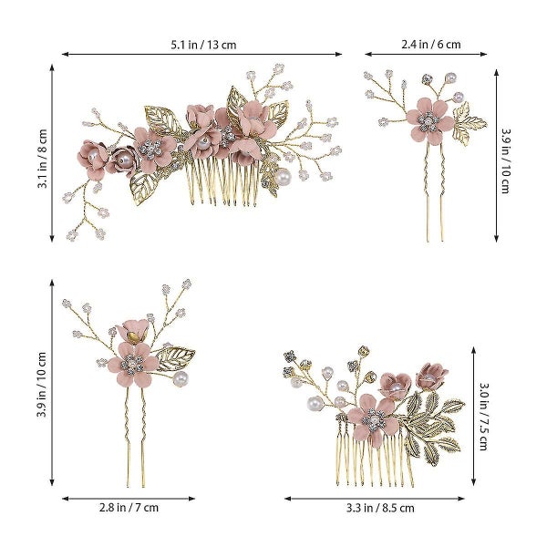 Toyvian 4pcs Wedding Handmade Fashion Hair Comb Set Floral Bridal Headpiece Hai Carousel 4