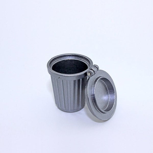 2pcs Miniature Trash Can Model Mini House Simulation Trash Can silver, Blue Carousel 2
