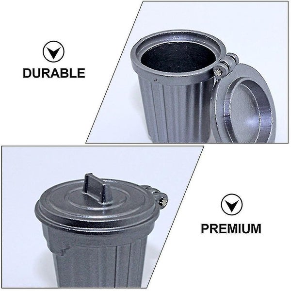 2pcs Miniature Trash Can Model Mini House Simulation Trash Can silver, Blue Carousel 4
