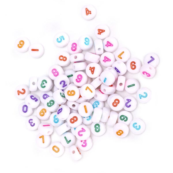 300Pcs Round Number Beads Acrylic Figure Beads Carousel 1