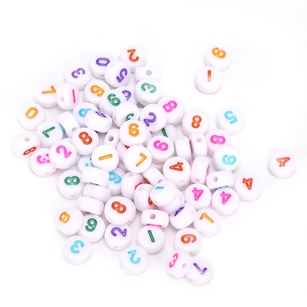 300Pcs Round Number Beads Acrylic Figure Beads Carousel 2