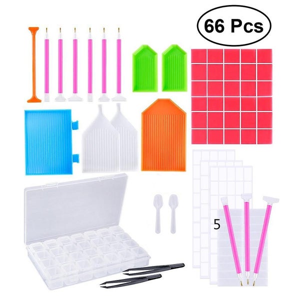 66 Pcs Cross Stitch Kit Diamond Stitch Diy Accessories Beads Painting Tools Kit Carousel 3