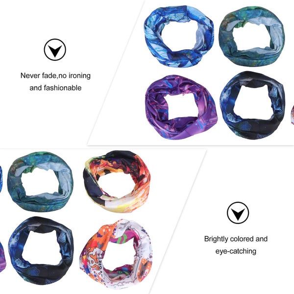 6 Pcs Neck Mask Seamless Bandana Scarf Uv Resistence Scarf Headband Scarf Elast Carousel 2
