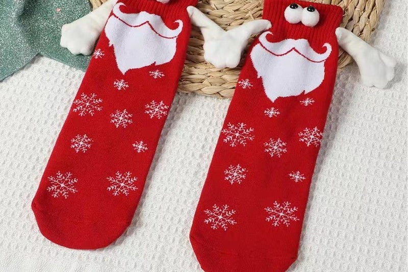 Magnetic Holding Hands Socks Christmas Novelty Socks Gifts for Friends Couples B Carousel 2