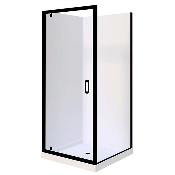 LeVivi Cabris 1000mm Square Flat Wall Shower Enclosure Black Carousel 1