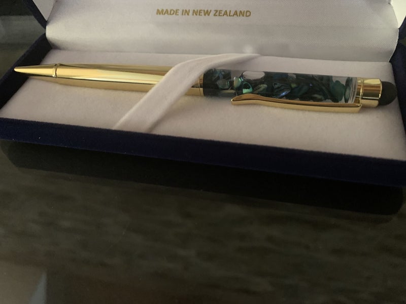 PAUA SHELL BALLPOINT FLOAT PEN - GOLD Carousel 1