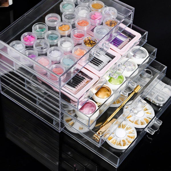 Clear Display Case Nail Jewel Organizer Sewing Beads Organizer Empty Fake Nails Carousel 2