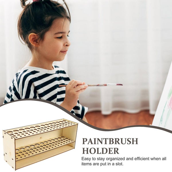 Household Paint Brush Storage Container Wood Pen Holder Rack Pen Storage Rack O Carousel 3