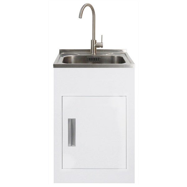 LeVivi LaundraStudio Tub and Cabinet wl Brushed Stainless Steel Gooseneck Mixer Carousel 1