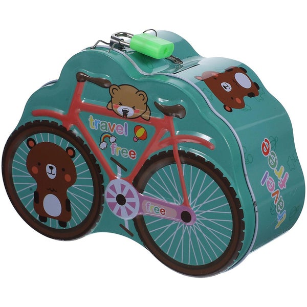 Metal Piggy Bank Cute Bicycle Piggy Bank Girls Coin Bank With Lock Bicycle Shap Carousel 1