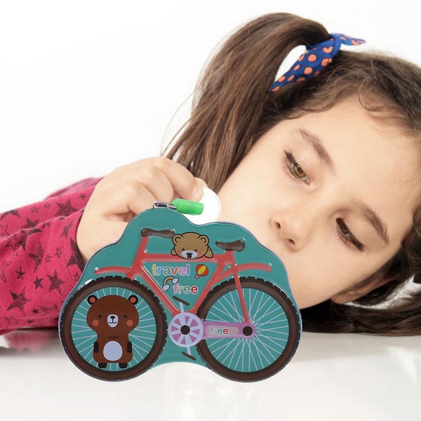 Metal Piggy Bank Cute Bicycle Piggy Bank Girls Coin Bank With Lock Bicycle Shap Carousel 2