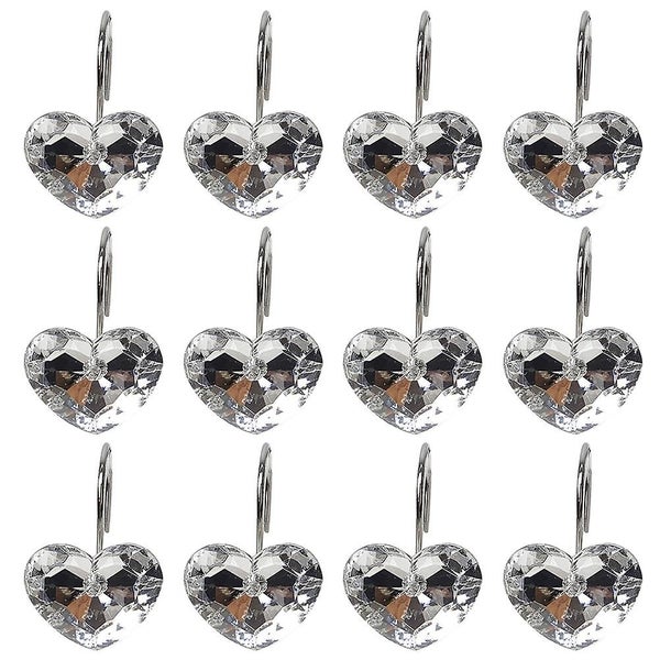12pcs Hooks Fashion Heart Shape Acrylic Shower Curtain Hooks Bath Curtain Hange Carousel 2