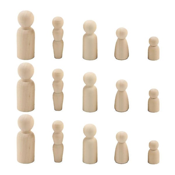 40pcs Wooden Dolls Unfinished Family Figures Wood Peg Dolls Set Micro Scene Lay Carousel 1