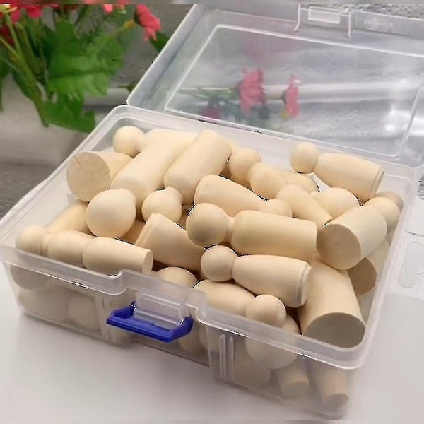 40pcs Wooden Dolls Unfinished Family Figures Wood Peg Dolls Set Micro Scene Lay Carousel 2