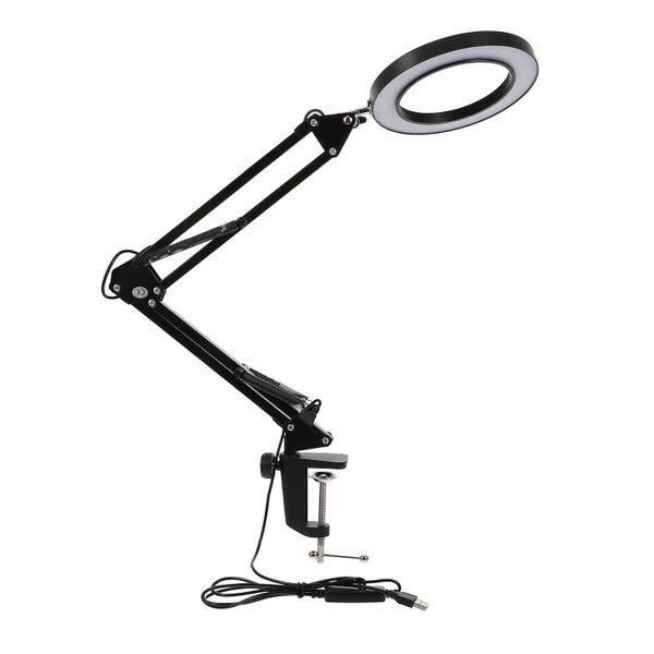 1pc Practical Magnifying Glass Lamp Desk Clamp Magnifier Light Led 8x Magnifyin Carousel 1