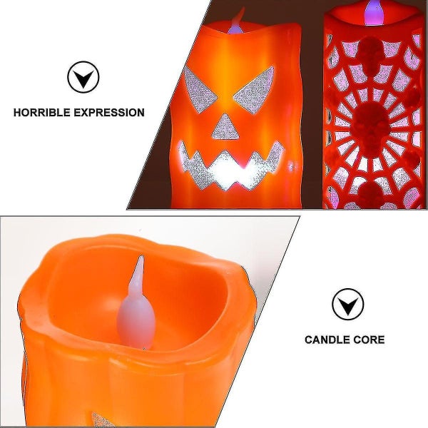 2pcs Practical Halloween Led Lamp Halloween Decorative Candle Lamp Party Decors Carousel 3