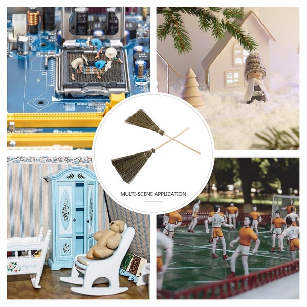 2 Pcs Cleaning Toy Brooms Ornament Kids Pretend Toy Mini Brooms Pendant Diy Cra Carousel 2