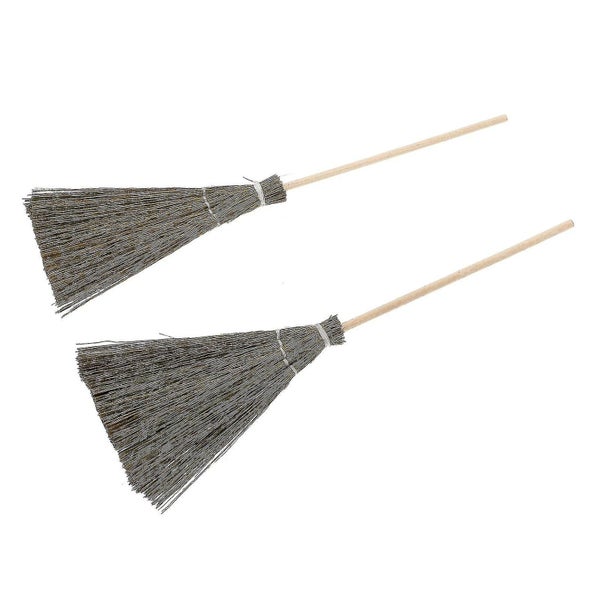 2 Pcs Cleaning Toy Brooms Ornament Kids Pretend Toy Mini Brooms Pendant Diy Cra Carousel 3