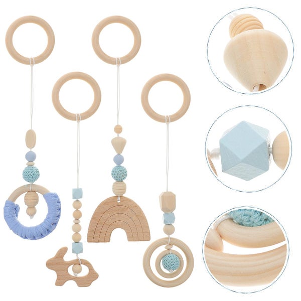 4 Pcs Baby Sensory Toys Baby Wooden Hanging Toys Kids Gym Toys Nursery Decors Carousel 3