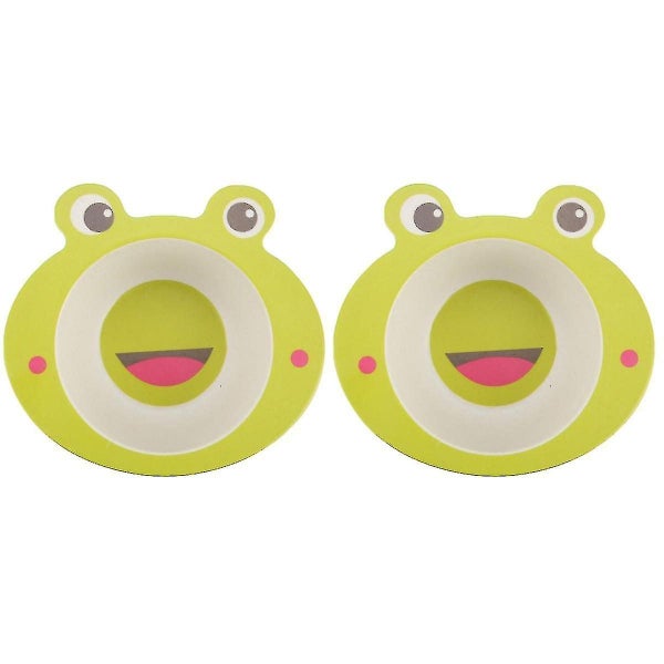 2pcs Natural Bamboo Fiber Kids Feeding Bowl Cartoon Animal Child Dining Bowl An Carousel 1