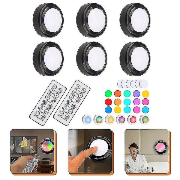 6pcs Led Night Lights Cabinet Puck Lights Battery Operated Under Cabinet Lights Carousel 5