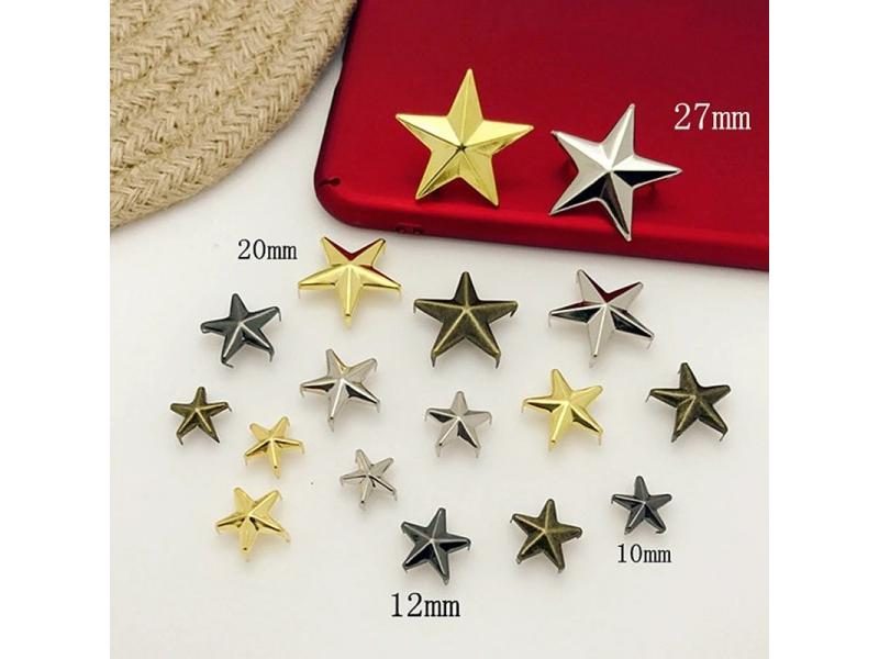 10-27mm Star Garment Rivets Nailhead Claws Stud Hat Bag Shoe Jeans Leather Carousel 1