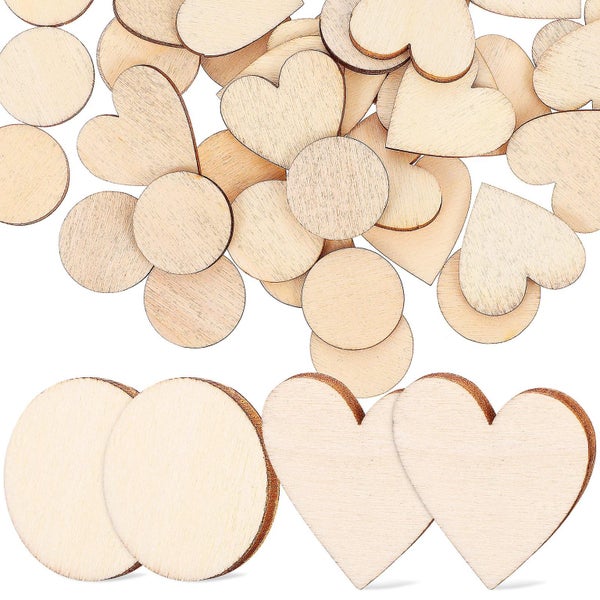 50 Pcs Diy Craft Wooden Slices Blank Wooden Slices For Crafts Engraving Carving Carousel 1