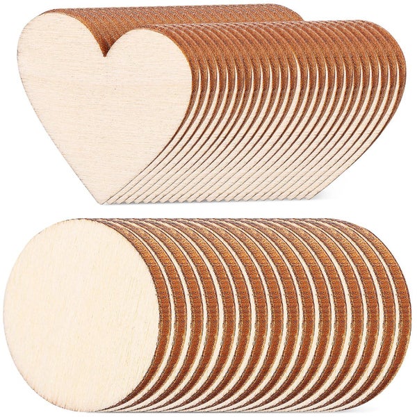 50 Pcs Diy Craft Wooden Slices Blank Wooden Slices For Crafts Engraving Carving Carousel 3