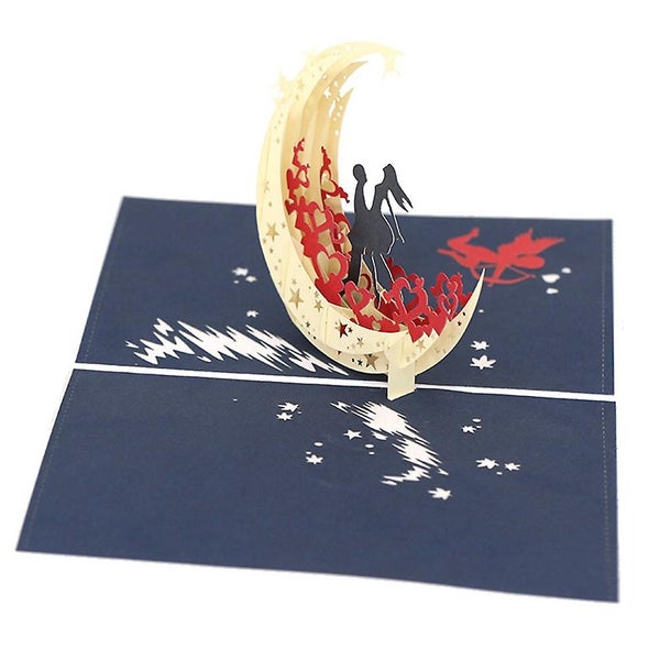 1pc 3d Loving Blessing Greeting Cards Handmade Moon Design Wedding Cards Carousel 1