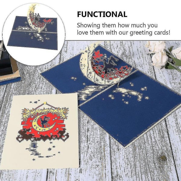 1pc 3d Loving Blessing Greeting Cards Handmade Moon Design Wedding Cards Carousel 2