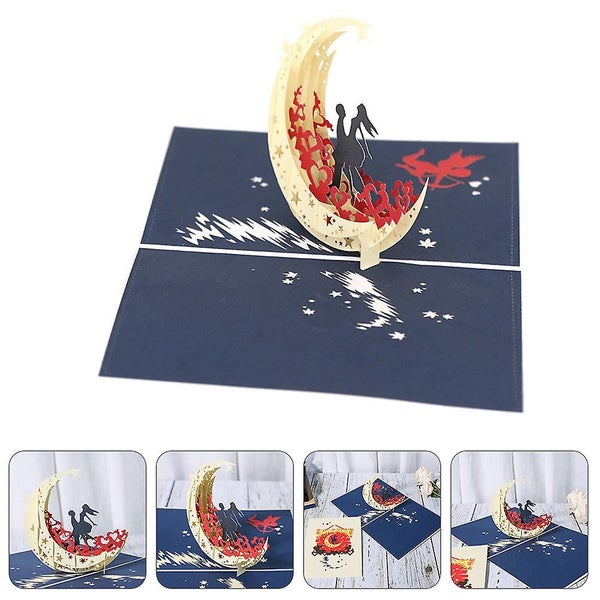 1pc 3d Loving Blessing Greeting Cards Handmade Moon Design Wedding Cards Carousel 4
