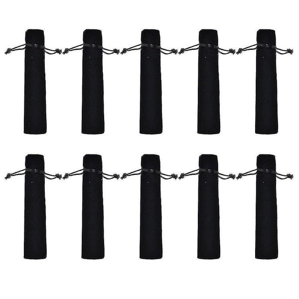 25pcs Black Pen Case Holder Flannel Pens Pouch Pen Protective Drawstring Sleeve Carousel 1