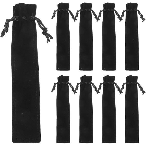 25pcs Black Pen Case Holder Flannel Pens Pouch Pen Protective Drawstring Sleeve Carousel 2
