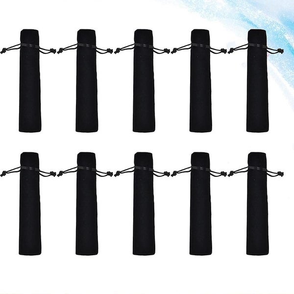 25pcs Black Pen Case Holder Flannel Pens Pouch Pen Protective Drawstring Sleeve Carousel 4