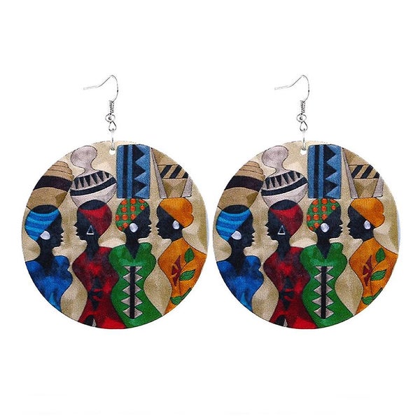 1 Pair New Personality Handmade African Wooden Earrings For Women Jewel Carousel 1