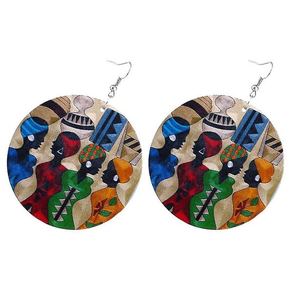 1 Pair New Personality Handmade African Wooden Earrings For Women Jewel Carousel 2