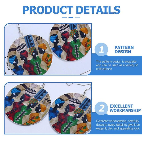 1 Pair New Personality Handmade African Wooden Earrings For Women Jewel Carousel 5