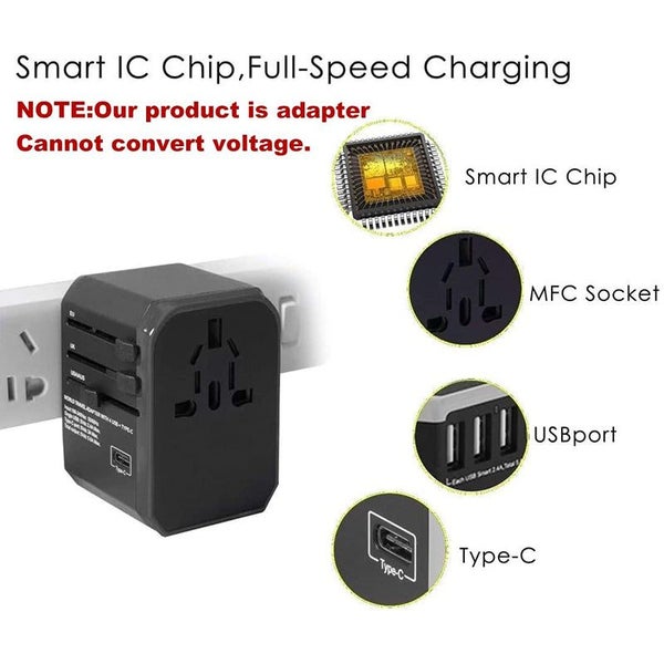 International Adapter for Travel Universal Wall Charger Plug-Black Carousel 2